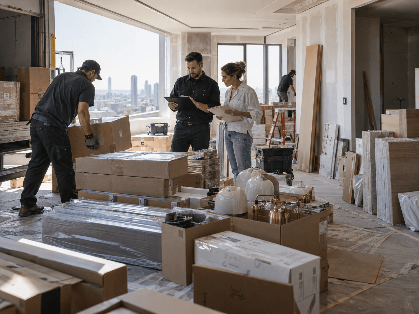 Materiais chegando na obra